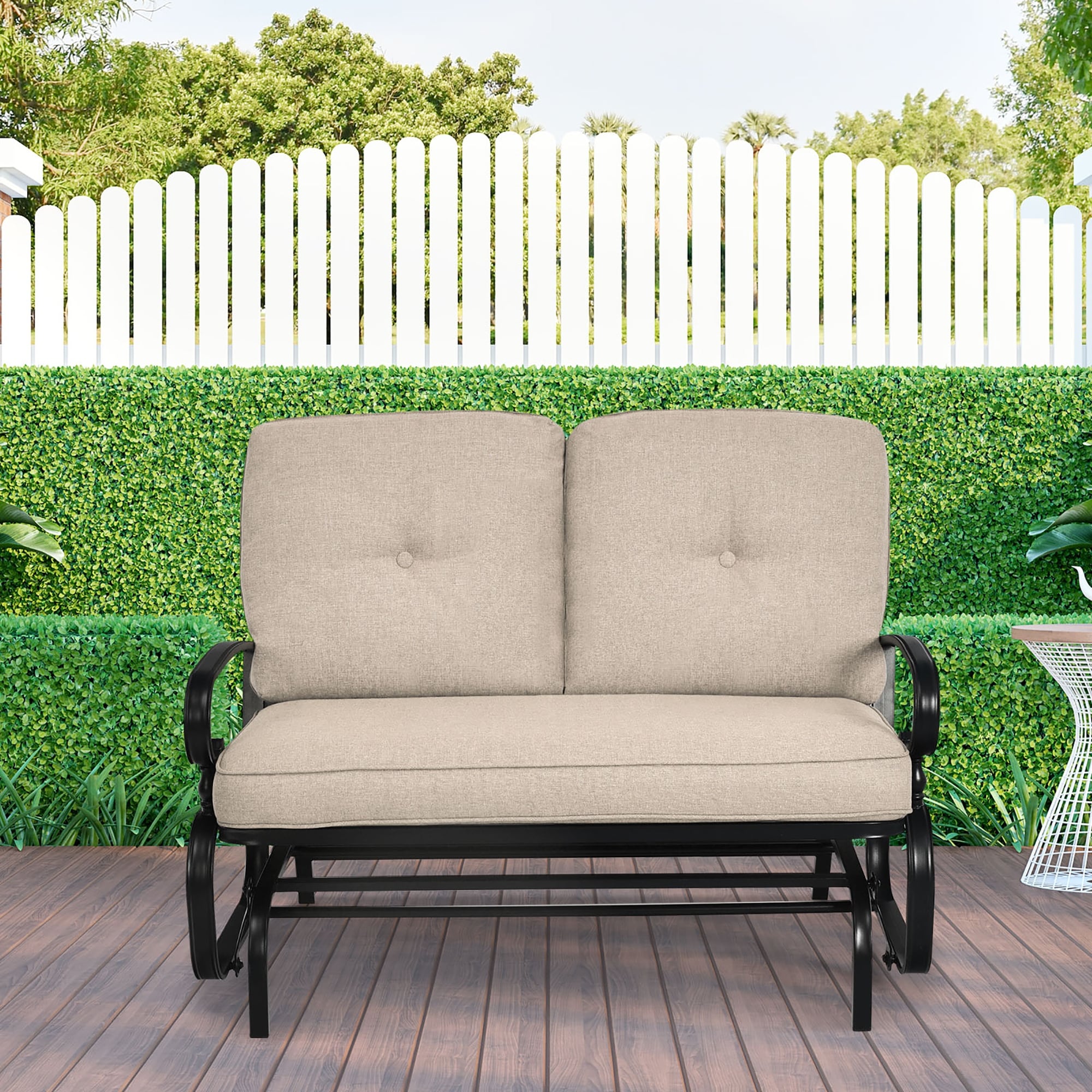 Costway patio glider rocking bench double best sale 2 person chair loveseat armchair backyard