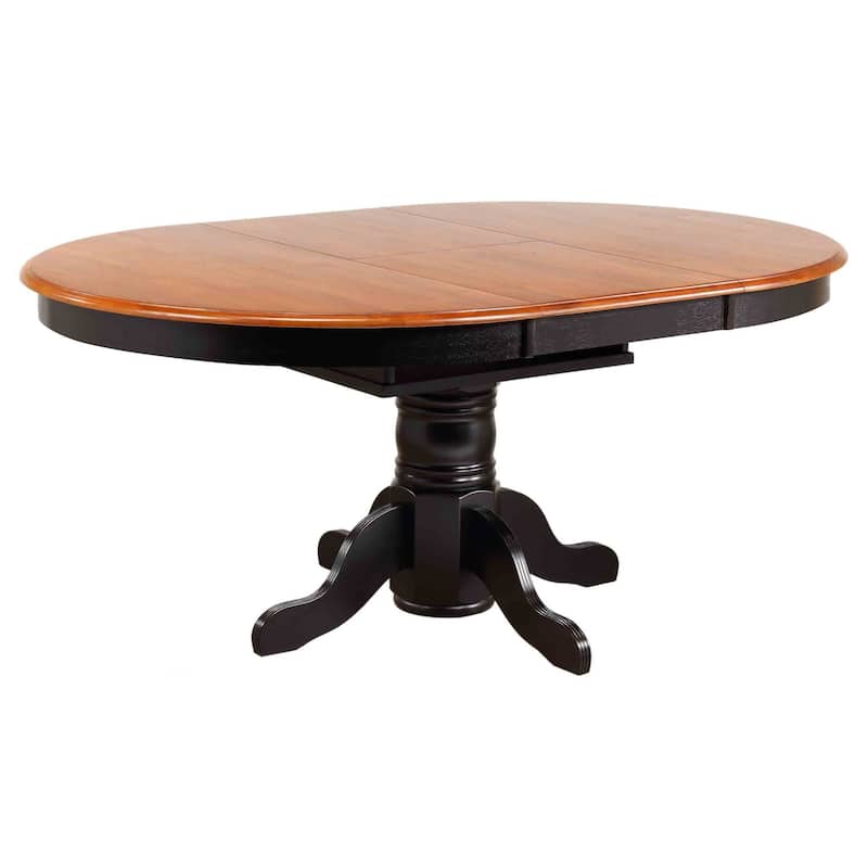 Extendable Dining Table - 66" Oval Pedestal Table, Black Cherry Finish, Seats 6 - 66