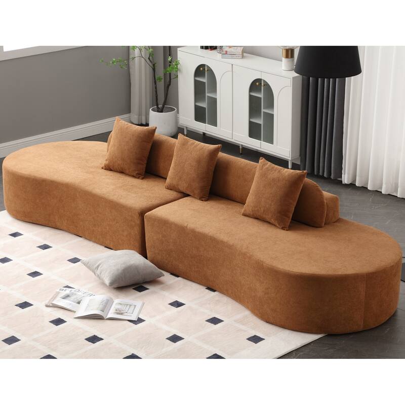 Modern Minimalist Living Room Terrycloth Fabric Modular Sofa with Pillows