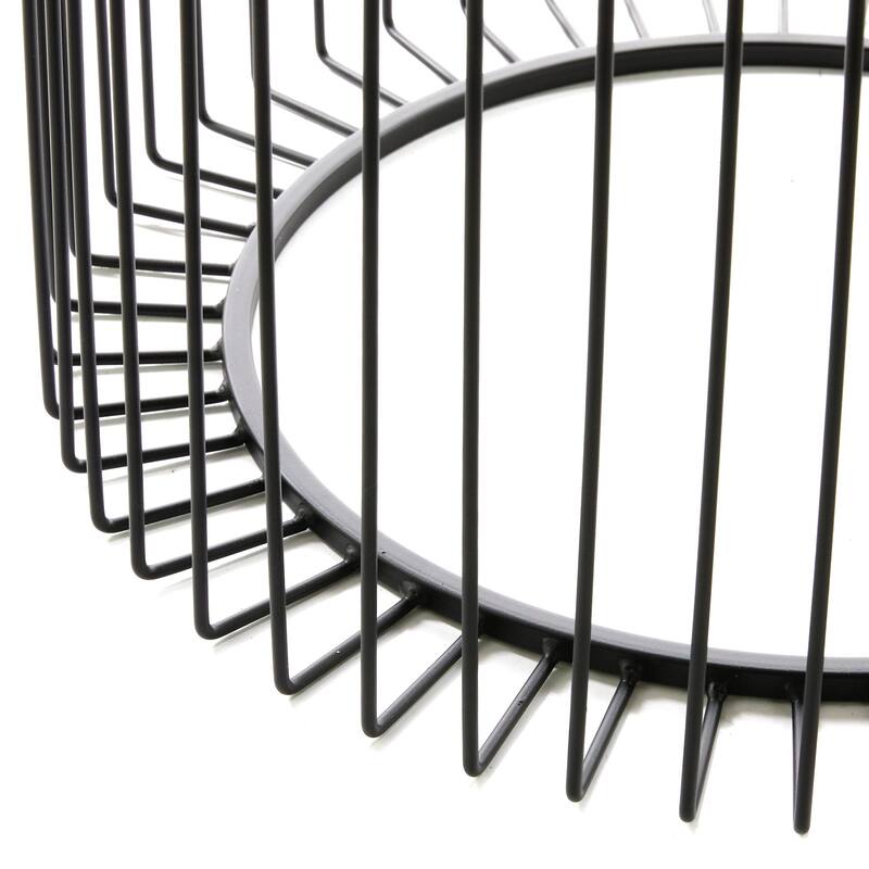 Metal Open Wire Frame Accent Table with Shaded Glass Top - Black - Roche River Decor