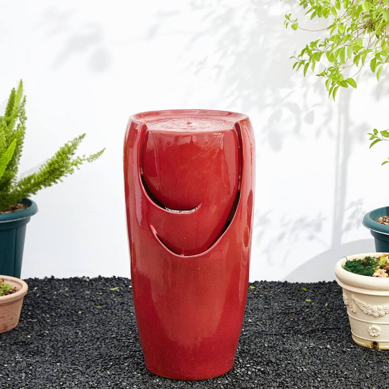 Glitzhome 30"H Oversized LED Ceramic Fountain