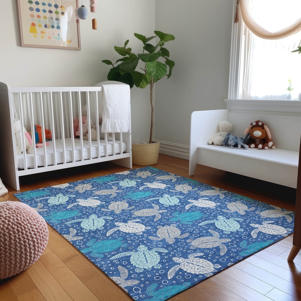 Premium Washable Super Soft Coastal Turtles Mayfield Rug