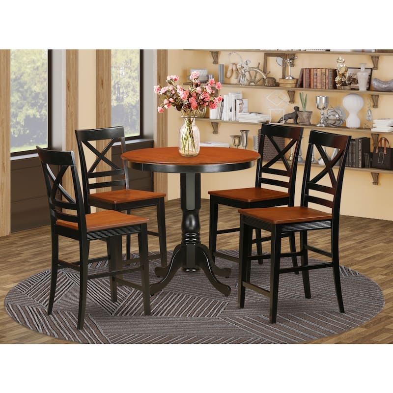 Counter Height Table Set - Kitchen Pub Table & Bar Stool - 5 Piece Modern Design