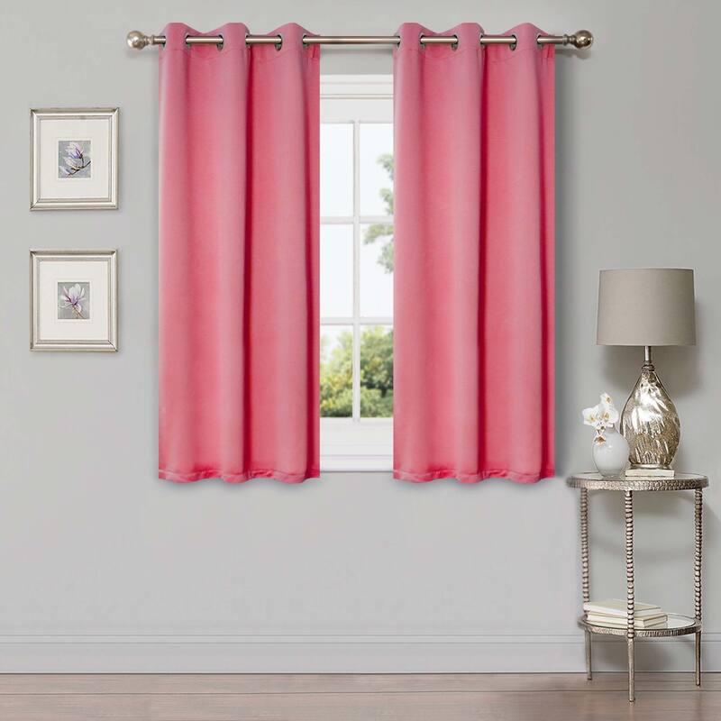 Superior Solid Machine Washable Room Darkening Grommet Curtains, Set of 2
