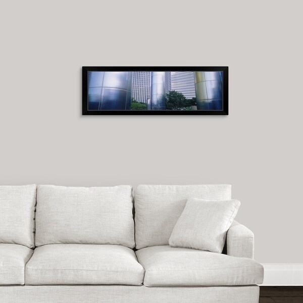 "Columns of a building, Downtown District, Houston, Texas" Black Framed Print