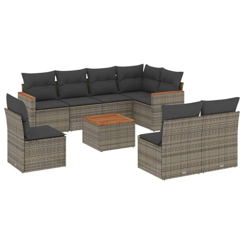 vidaXL Garden Sofa Set Black - 24.4 x 24.4 x 27.2