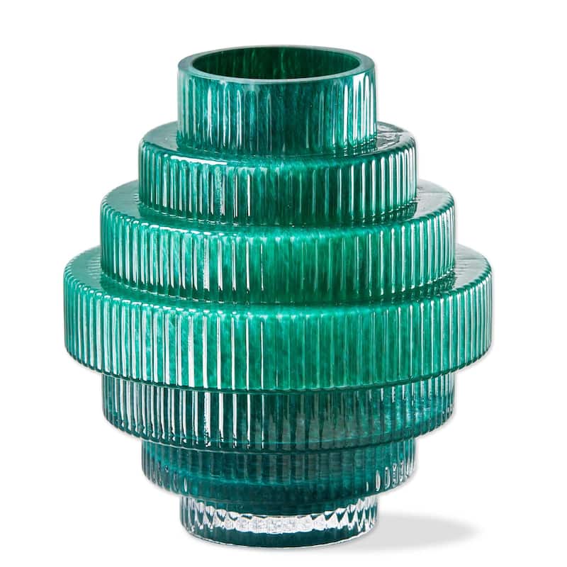 Escalera Decorative Glass Vase - 6.5" H, Green Novelty Vase for Spring & Summer Decor