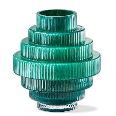 Escalera Decorative Glass Vase - 6.5" H, Green Novelty Vase for Spring & Summer Decor