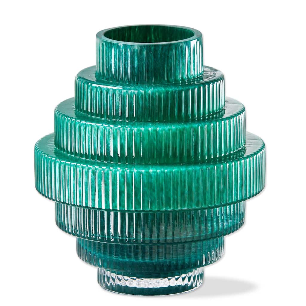 Escalera Decorative Glass Vase - 6.5" H, Green Novelty Vase for Spring & Summer Decor