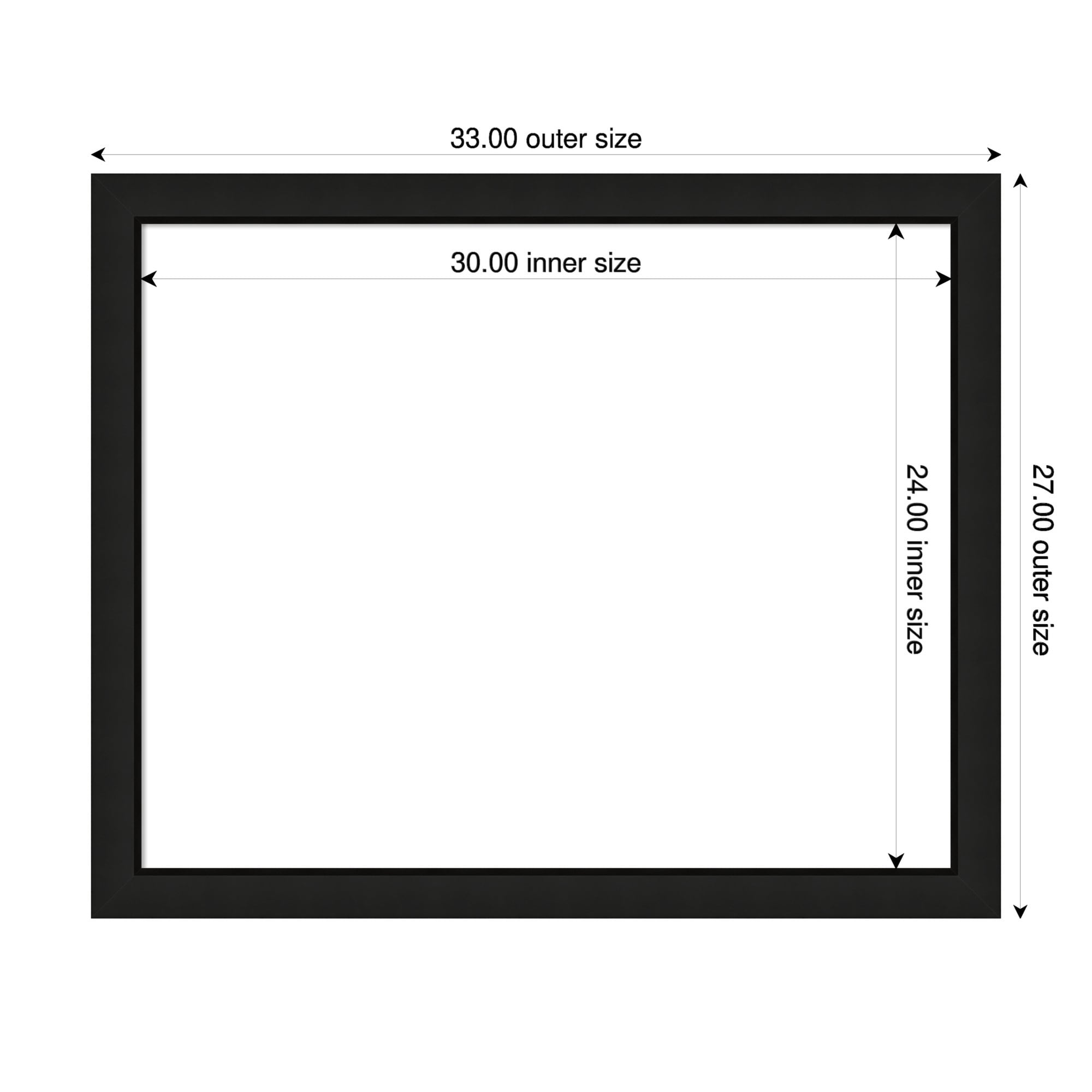 Amanti Art Midnight Black Narrow Framed Dry Erase Magnetic Board