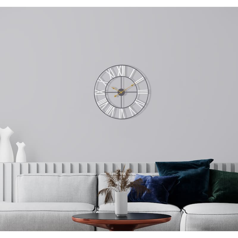 Sorbus Large 12 inch Decorative Round Analog Wall Clock Battery Operated With Roman Numeral