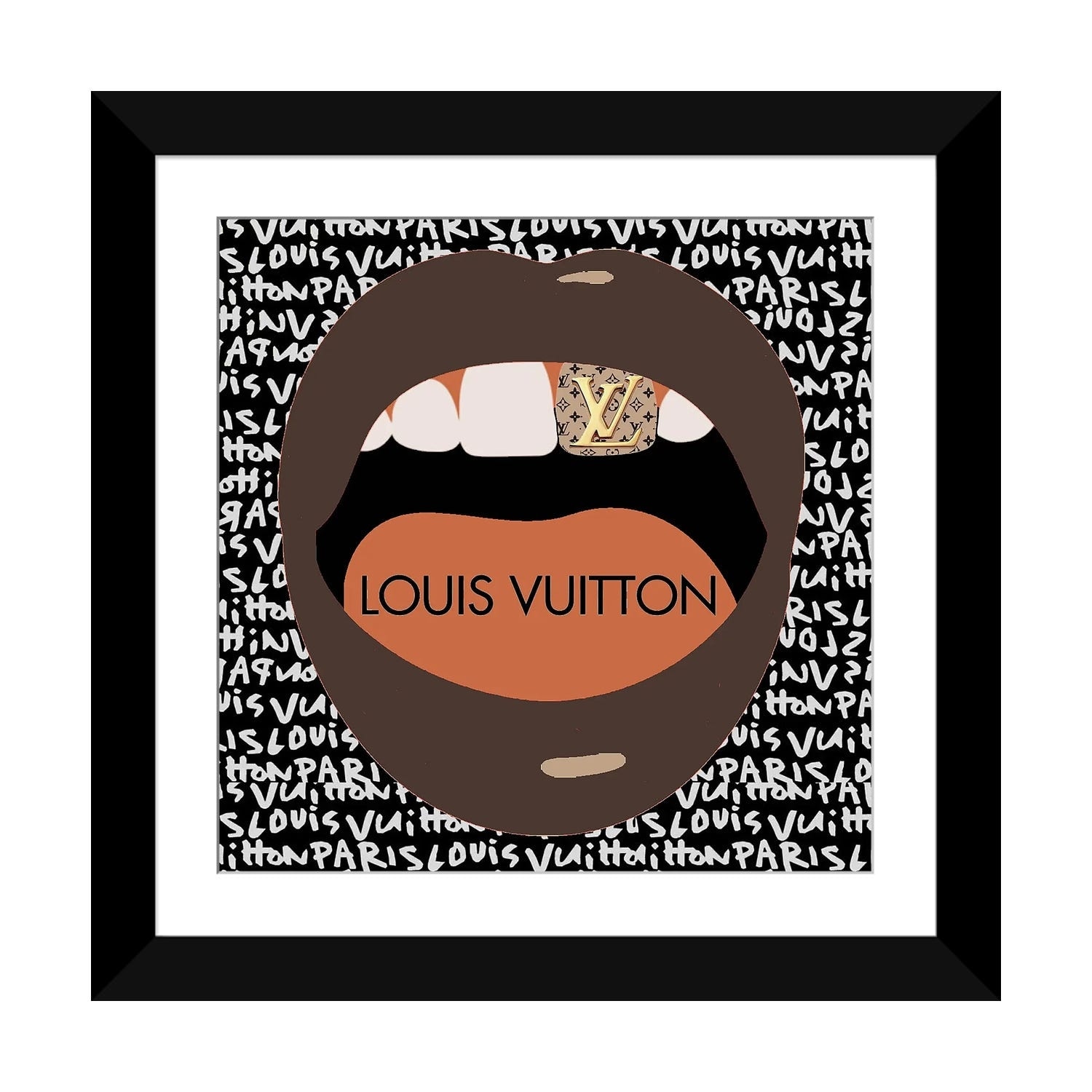 Julie Schreiber Canvas Prints - Louis Vuitton Graffiti Lips ( Fashion > Fashion Brands > Louis Vuitton art) - 26x18 in