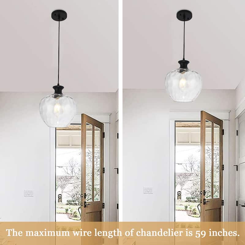 1-Light Modern Hammered clear Glass Pendant Light for Kitchen Island - N/A