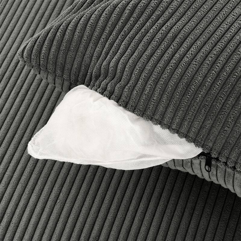 4 Seater Storage Lounge Couch Corduroy L-shaped Sectional Sofa with Ottoman, Phone Stand and Cup Holders for Living Room