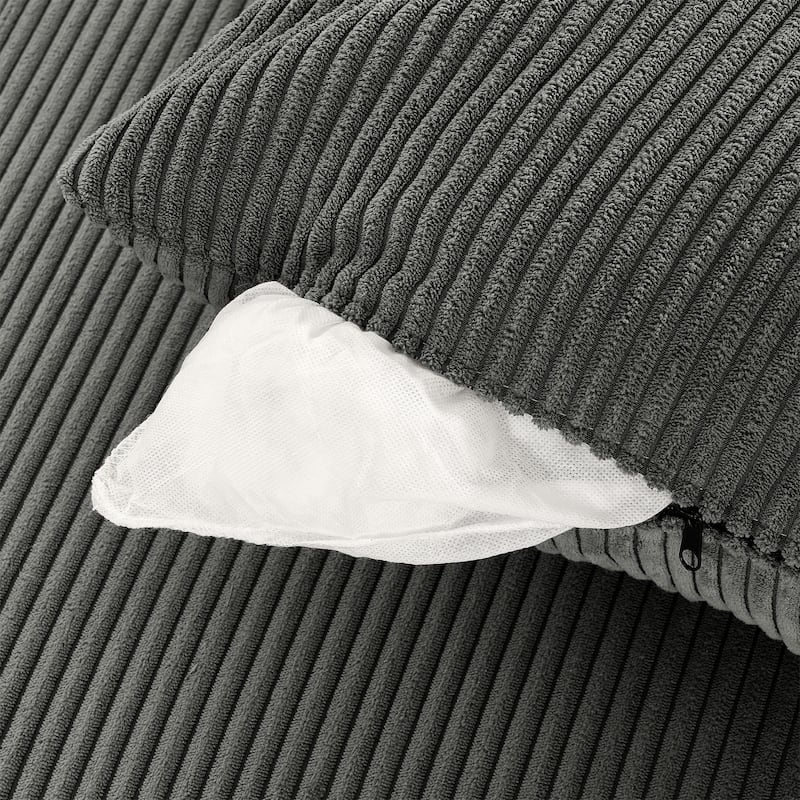 Deep Seat Loveseat Sectional Sofa Corduroy Upholstered Lounge Couch with Ottoman, Storage Armrests, Cup Holders and Phone Stand