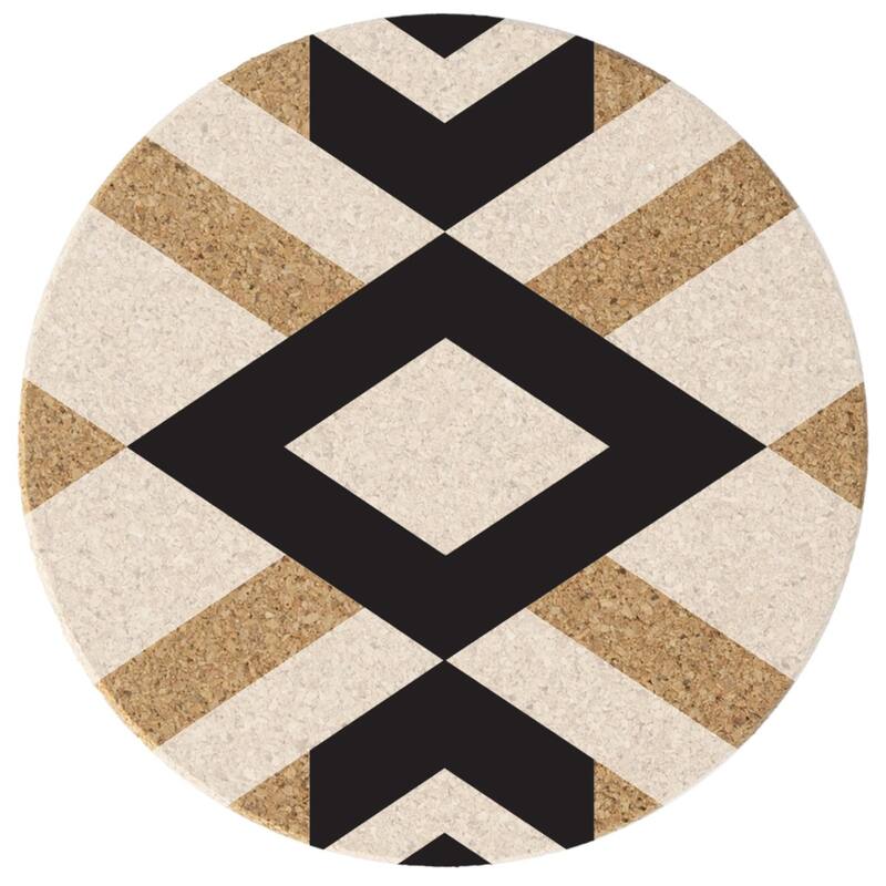 Southwest Pattern 4 Pack Absorbent Cork Coaster Made in The USA 4" Round - Multi