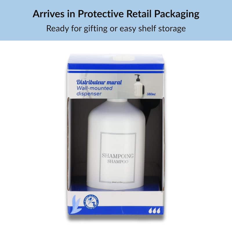 Wall-Mounted Shampoo Dispenser 13 fl oz (380ml) - White - 3.25 L x 3.25 W x 6.75 H