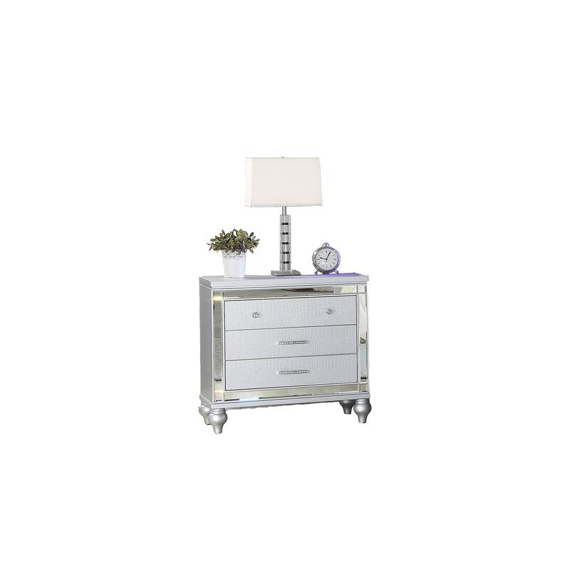 Sterling Contemporary 3-Drawer Nightstand with Mirror Inserts and Ambient LED Light