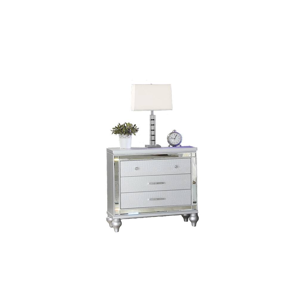 Sterling Contemporary 3-Drawer Nightstand with Mirror Inserts and Ambient LED Light