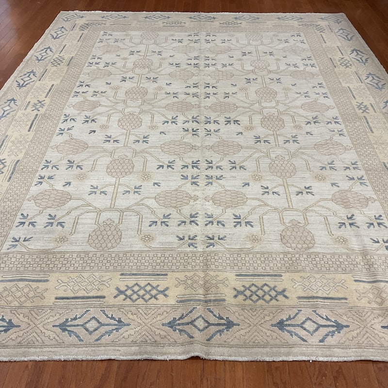 HERAT ORIENTAL Handmade Vegetable Dye Khotan Wool Rug - 9'4" x 12'