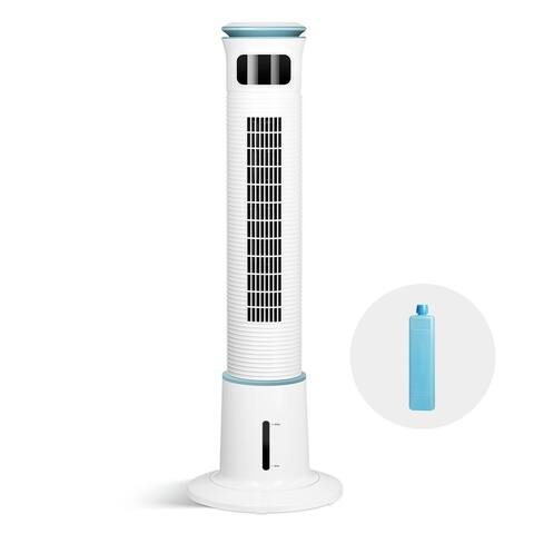Bladeless Oscillating Standing Floor Tower Fan, Quiet Air Cooler with Water Tank, Air Conditioner with 3 Modes and 15H Timer