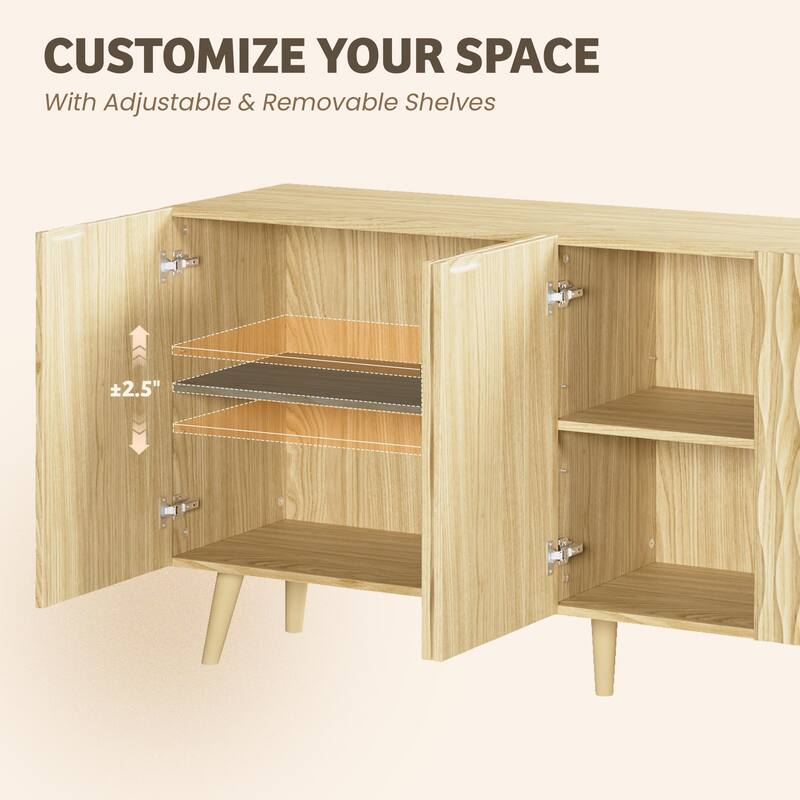 EROMMY 58" Accent Storage Cabinet with Adjustable Shelves, Sideboard Buffet with Doors for Living Room