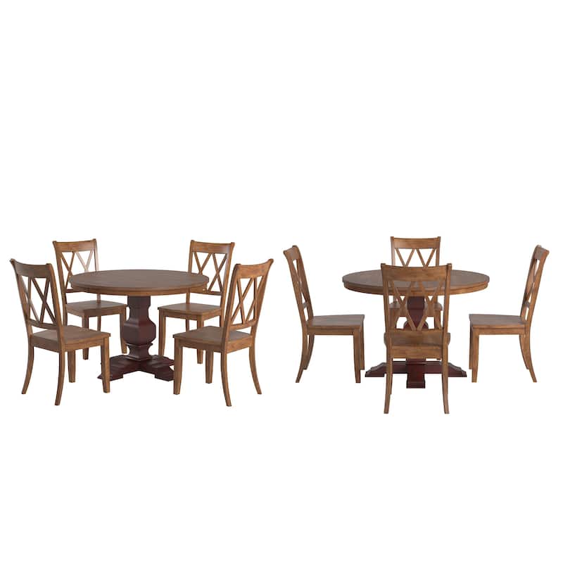 Ronda 45" Round Solid Wood Top Dining Set with X-Back Chairs