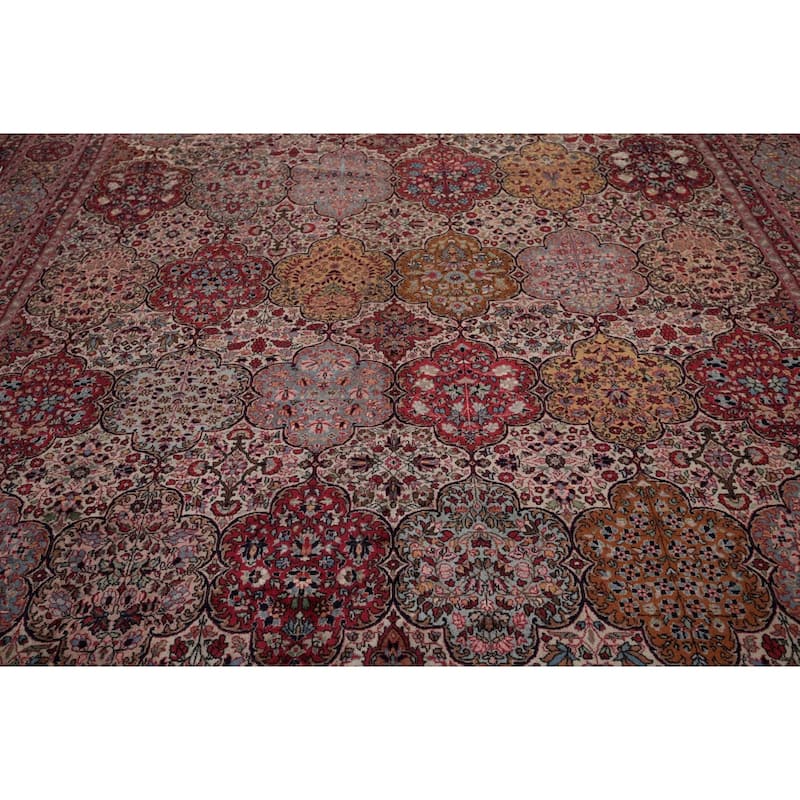 Vegetable Dye Agra Indian Antique Area Rug Hand-Knotted Wool Carpet - 9'1" x 12'2"