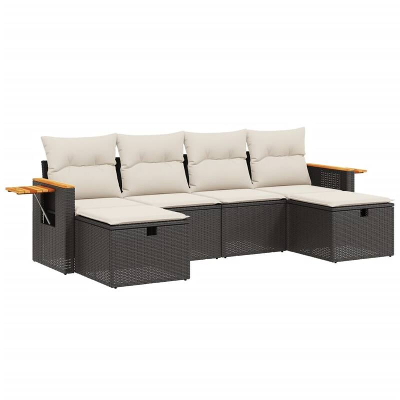vidaXL Patio Sofa Set with Cushions Outdoor Furniture 6 Piece Poly Rattan