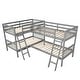 preview thumbnail 5 of 6, Contemporary Design L-Shaped Twin Size Wood Bunk Bed,Ladder on Each Side,Full-Length Guardrail