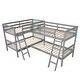 preview thumbnail 13 of 13, Twin Size L-Shaped Bunk Bed with Ladder, Slatted Wood Design for 4, Full-Length Guardrail for Kids Teens
