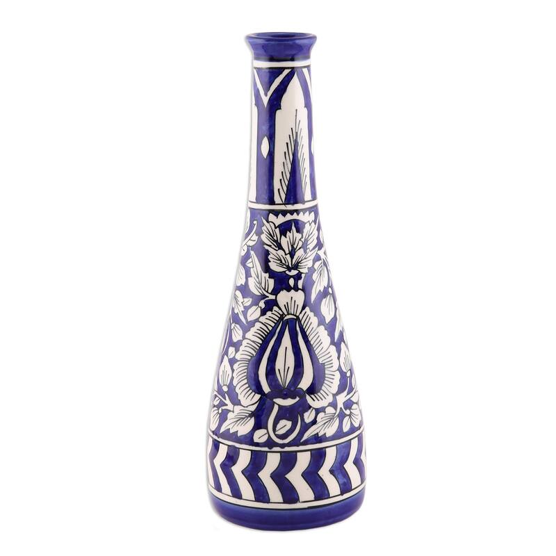 Novica Handmade Royal Retreat In Blue Ceramic Decorative Vase
