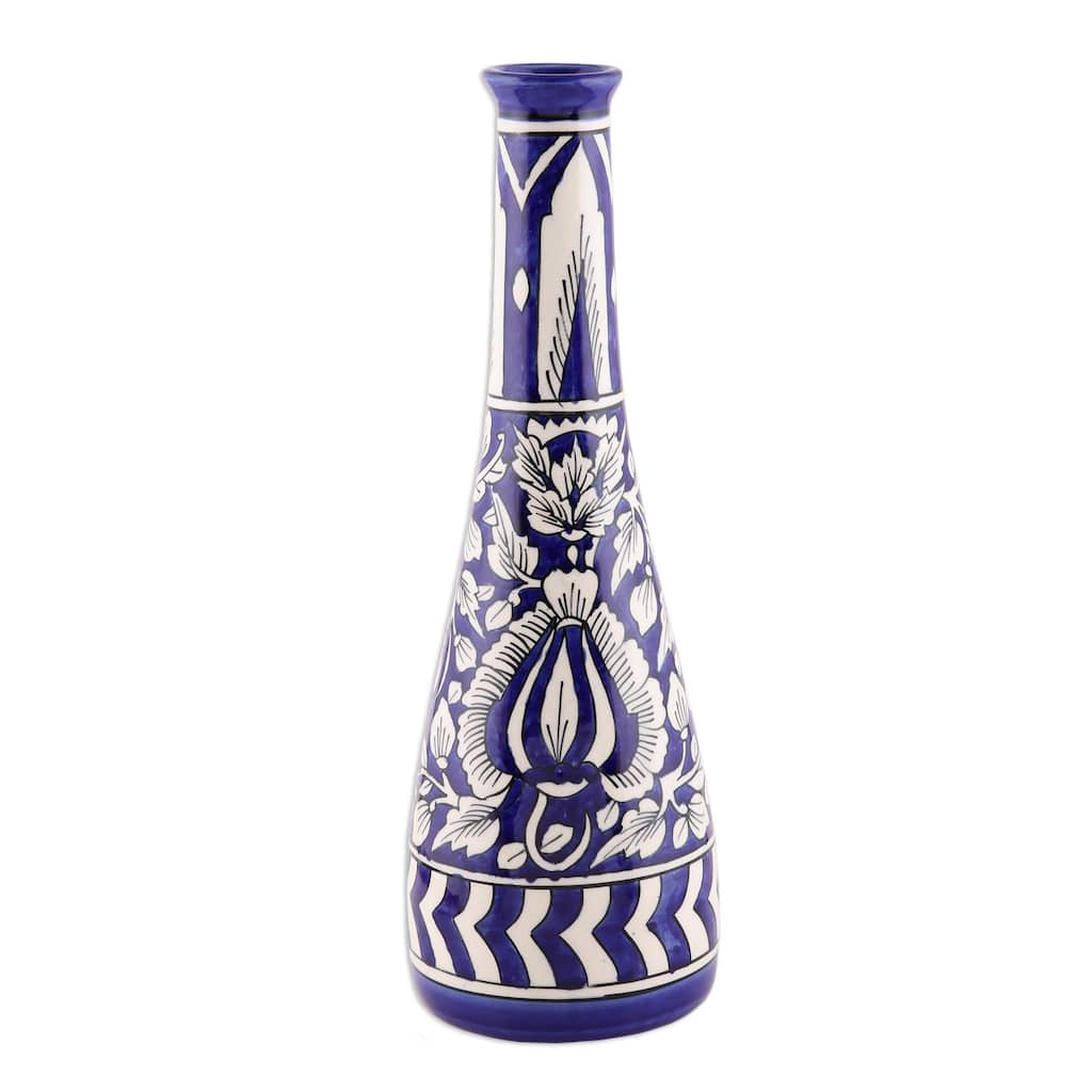 Novica Handmade Royal Retreat In Blue Ceramic Decorative Vase