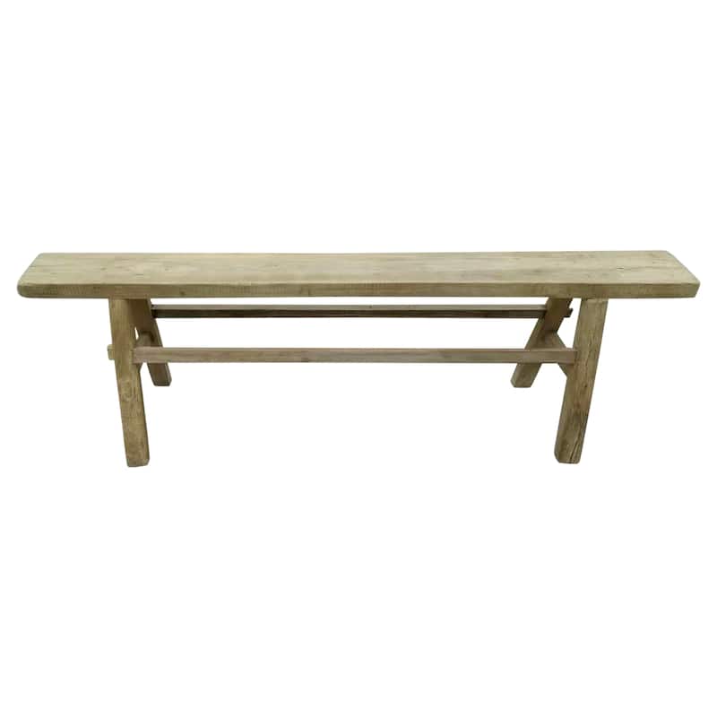 Artissance Wide Rectangle Weathered Natural Wood Vintage Country Board Bench, Indoor Outdoor Furniture (Size & Finish Vary)