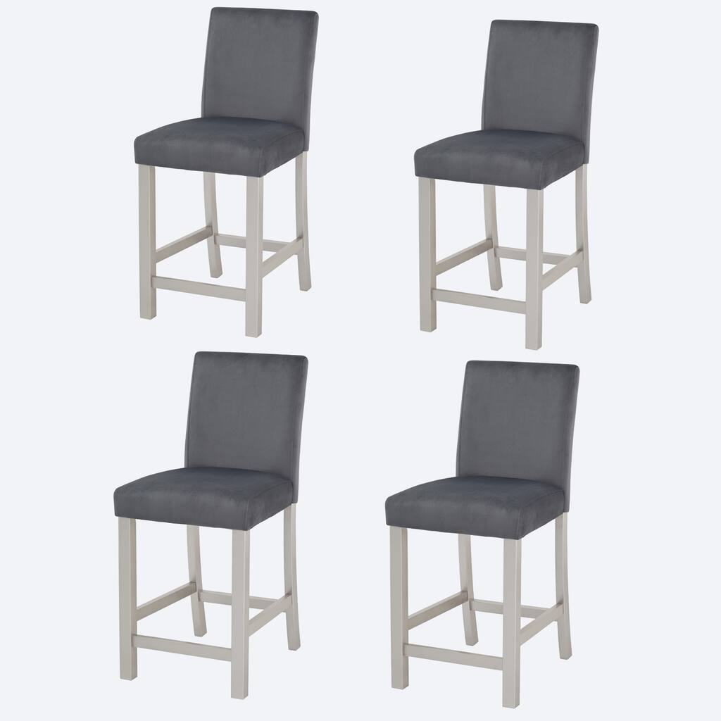 Counter Height Chairs set for 4, Kitchen Chair with Padded Seat, Counter Height Barstool for Dining Room, Silver grey