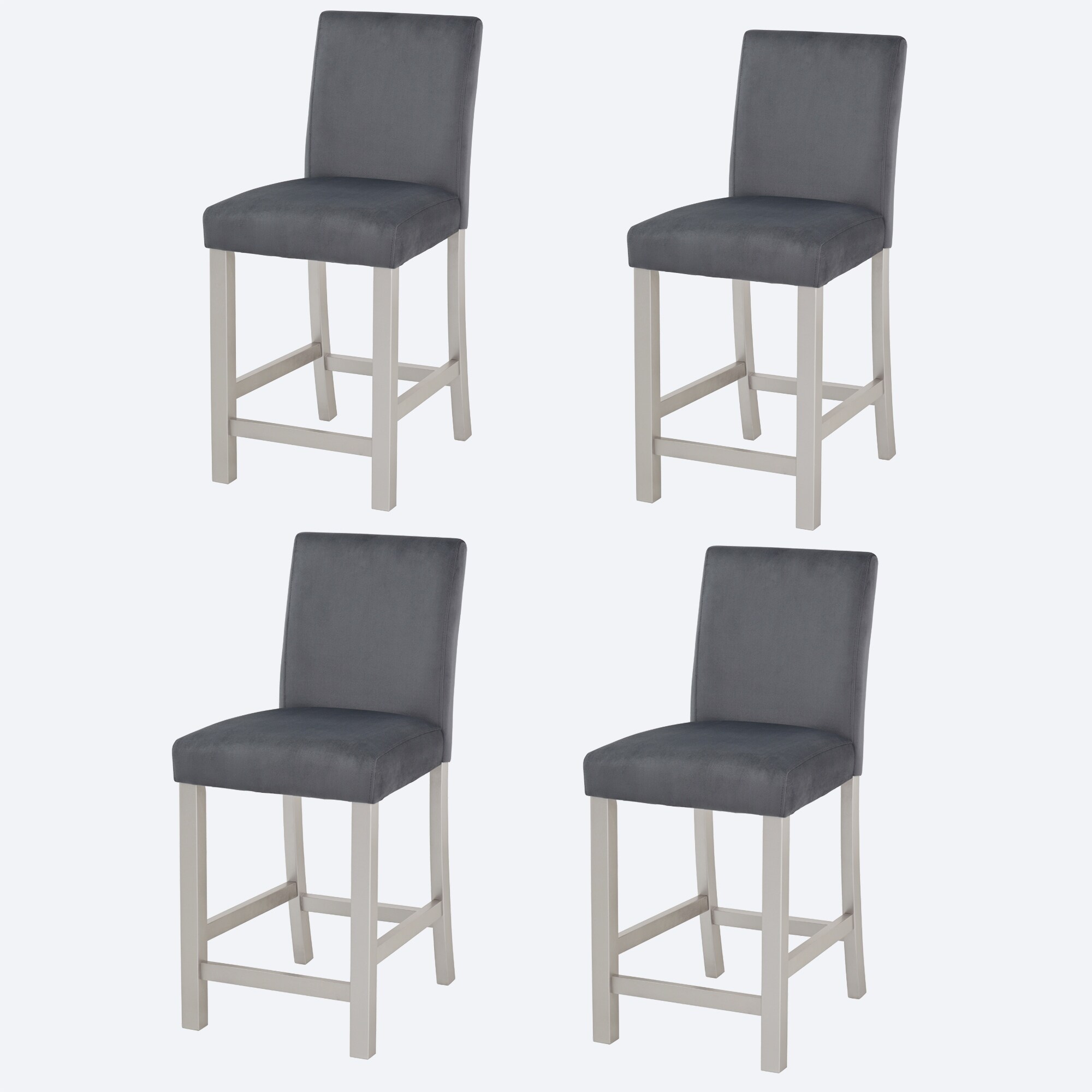 Counter Height Chairs set for 4, Kitchen Chair with Padded Seat, Counter Height Barstool for Dining Room, Silver grey