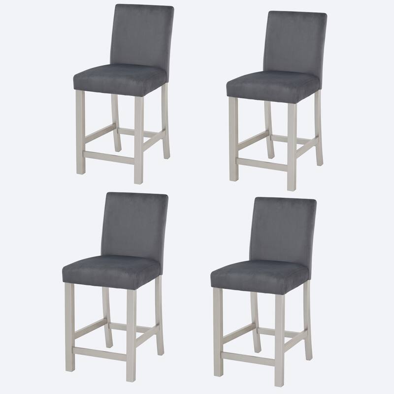 GDFStudio - Noir Modern Upholstered Wood Counter Height Dining Chairs Set, Padded Seat & Non-slip Feet Pads, Set of 4