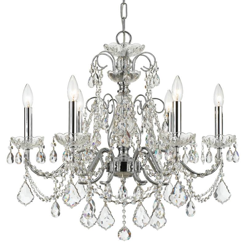 Imperial 6 Light Crystal Chrome Chandelier - 26'' W x 24.5'' H - 26'' W x 24.5'' H