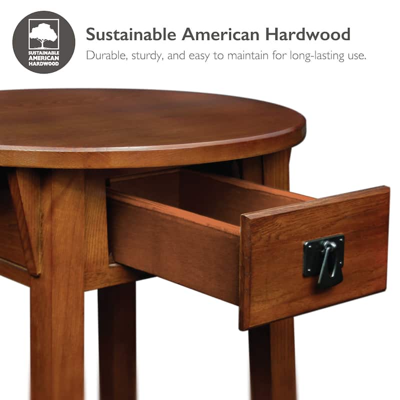 Leick Home Mission Round End Table with Drawer