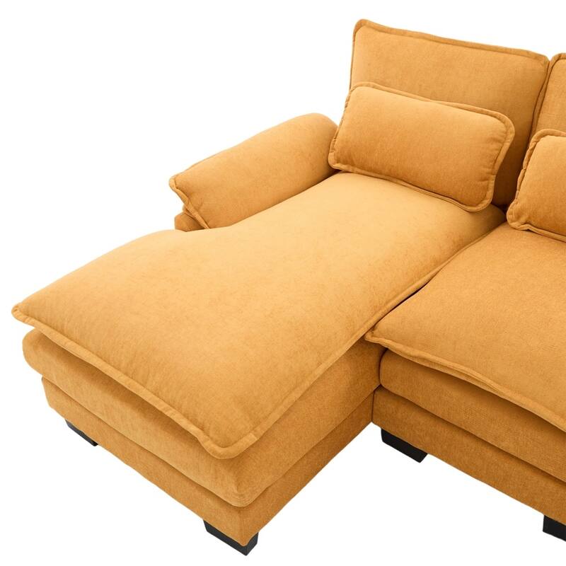 107.87" Modular Chenille Comfy Sectional Cloud Sofa with Double Chaise