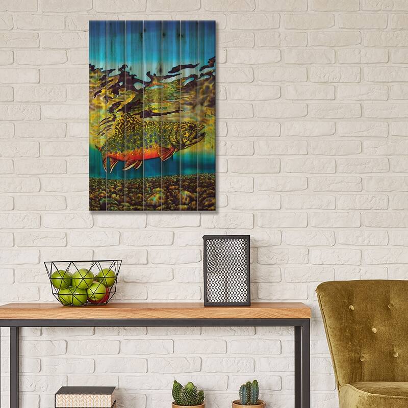 Brook Trout Print On Wood by Daniel Jean-Baptiste - Multi-Color