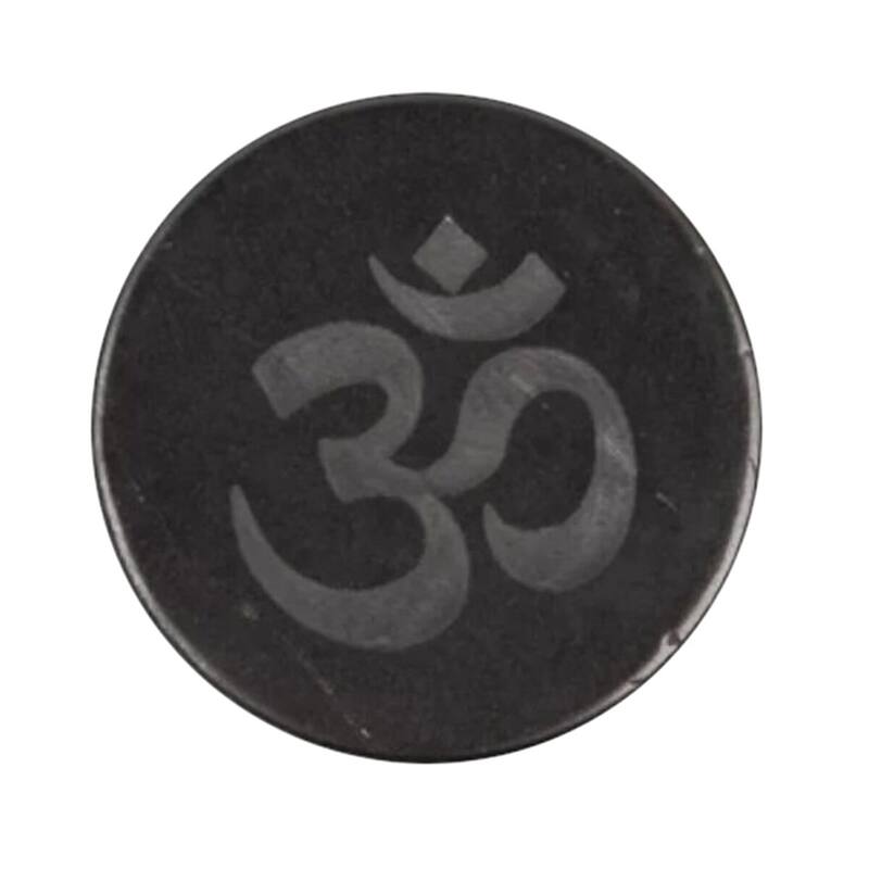 Black Karelian Shungite Gemstone Home Indoor Decoration Round OM Tile - 3.94 inches