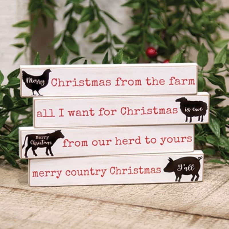 From Our Herd to Yours Mini Sticks for Farmhouse Decor 4 Asstd. - 6” x 0.50” x 1”