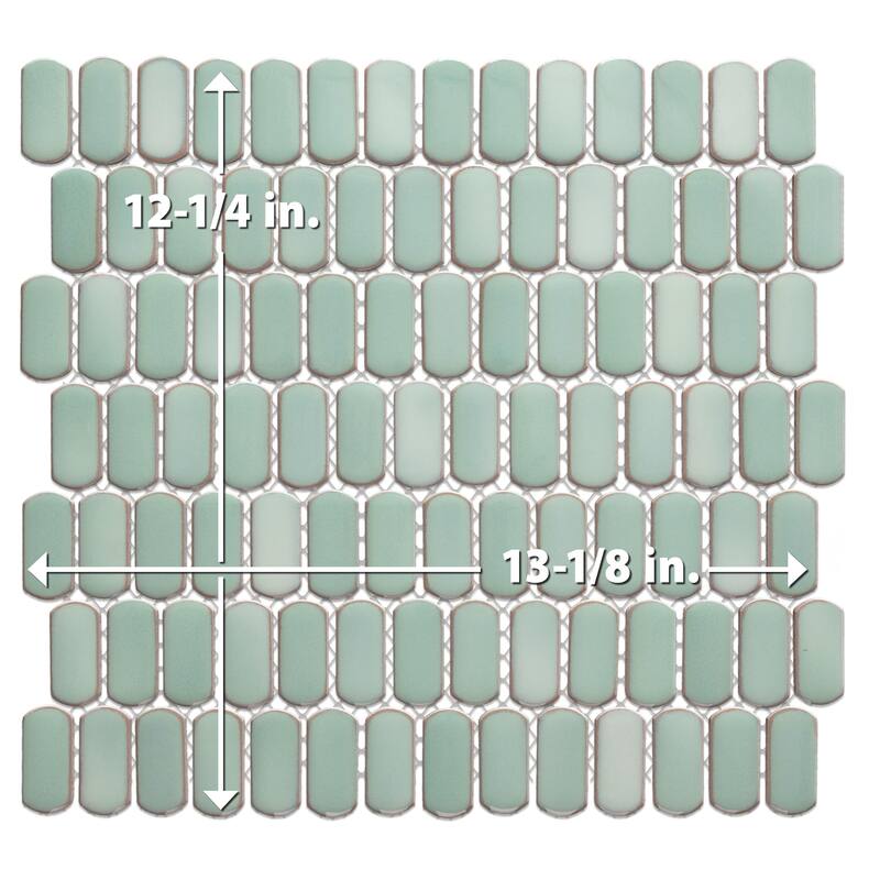 Merola Tile Hudson Capsule Mint Green 12-1/4" x 13-1/8" Porcelain Mosaic Floor and Wall Tile