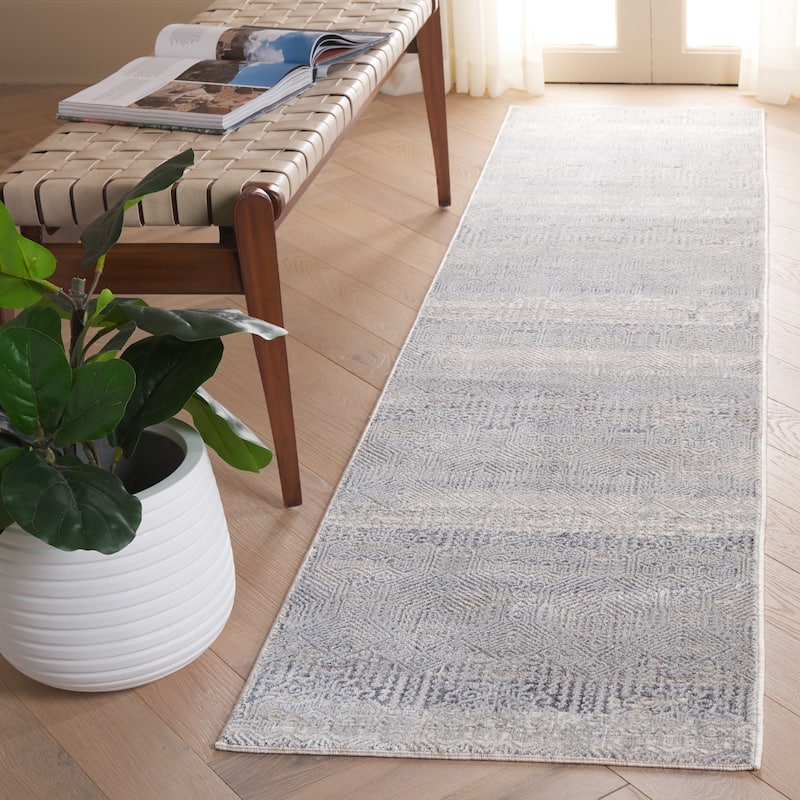 Martha Stewart by SAFAVIEH Solenne Modern Rug - Light Grey/Beige - 2' 6" x 10'