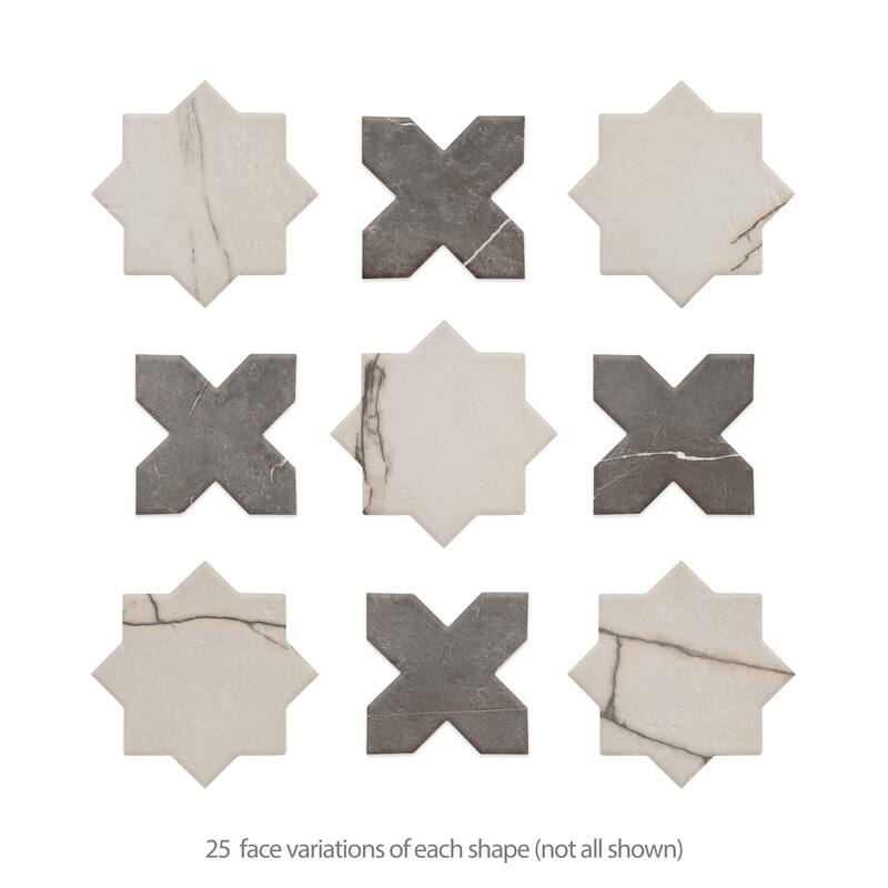 Merola Tile Istanbul Star Day with Night Cross 6" x 12" Porcelain Floor and Wall Tile - Case (32 Tiles)