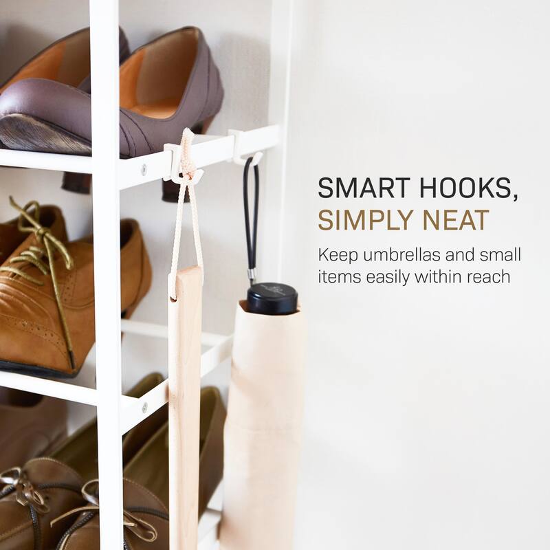 Yamazaki Home Six-Tier Shoe Rack, Steel, Holds 18 to 21 shoes, Holds 39.6 lbs - L 9.84 x W 25.98 x H 34.25 inches