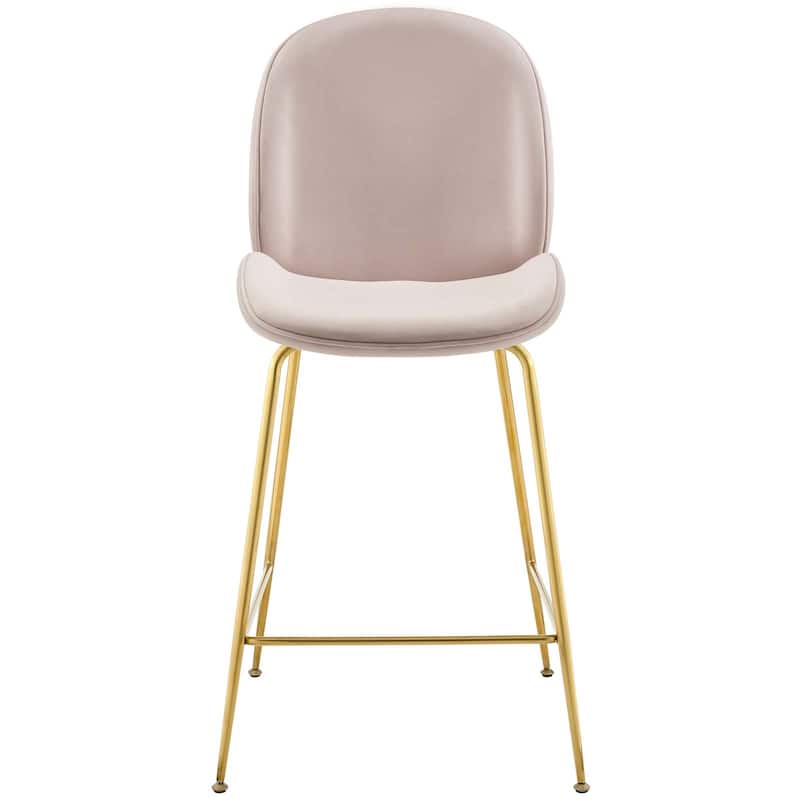 Scoop Gold Stainless Steel Leg Performance Velvet Counter Stool - N/A