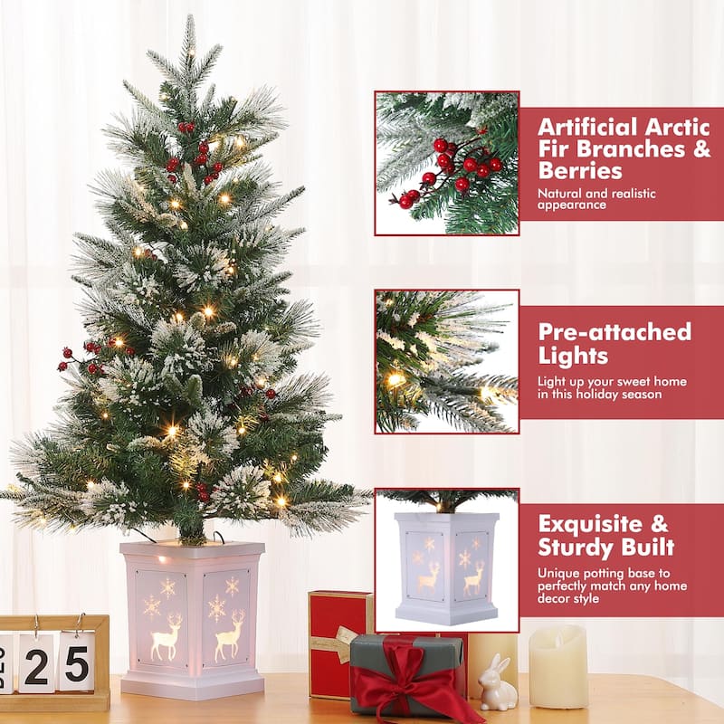 2pcs 3 FT Christmas Tree, Pre-Lit Christmas Tree with 78 LED Lights, Battery-Powered，Artificial Christmas Tree - 21.7x21.7x36in