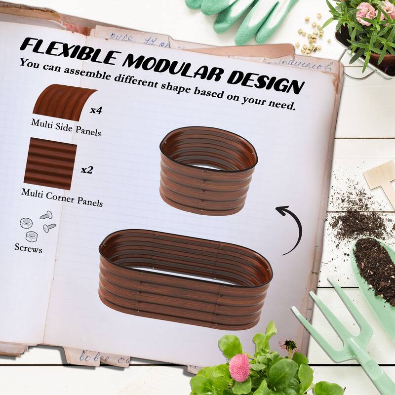 Garden Bed Planter with Rubber Safety Edging and Self-Draining Bottom